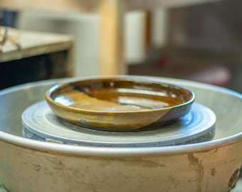 Plato/cuenco de cerámica torneada a mano, cuenco para pasta