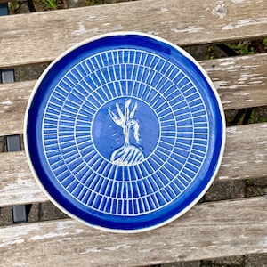 Handmade Sgraffito Engraved Ceramic Plate