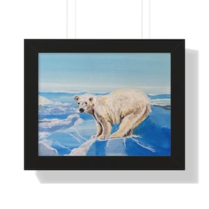 Polar Bear Framed Poster, Arctic Wall Art, Nature Decor, Animal Lover Gift, Eco-Friendly Home Design