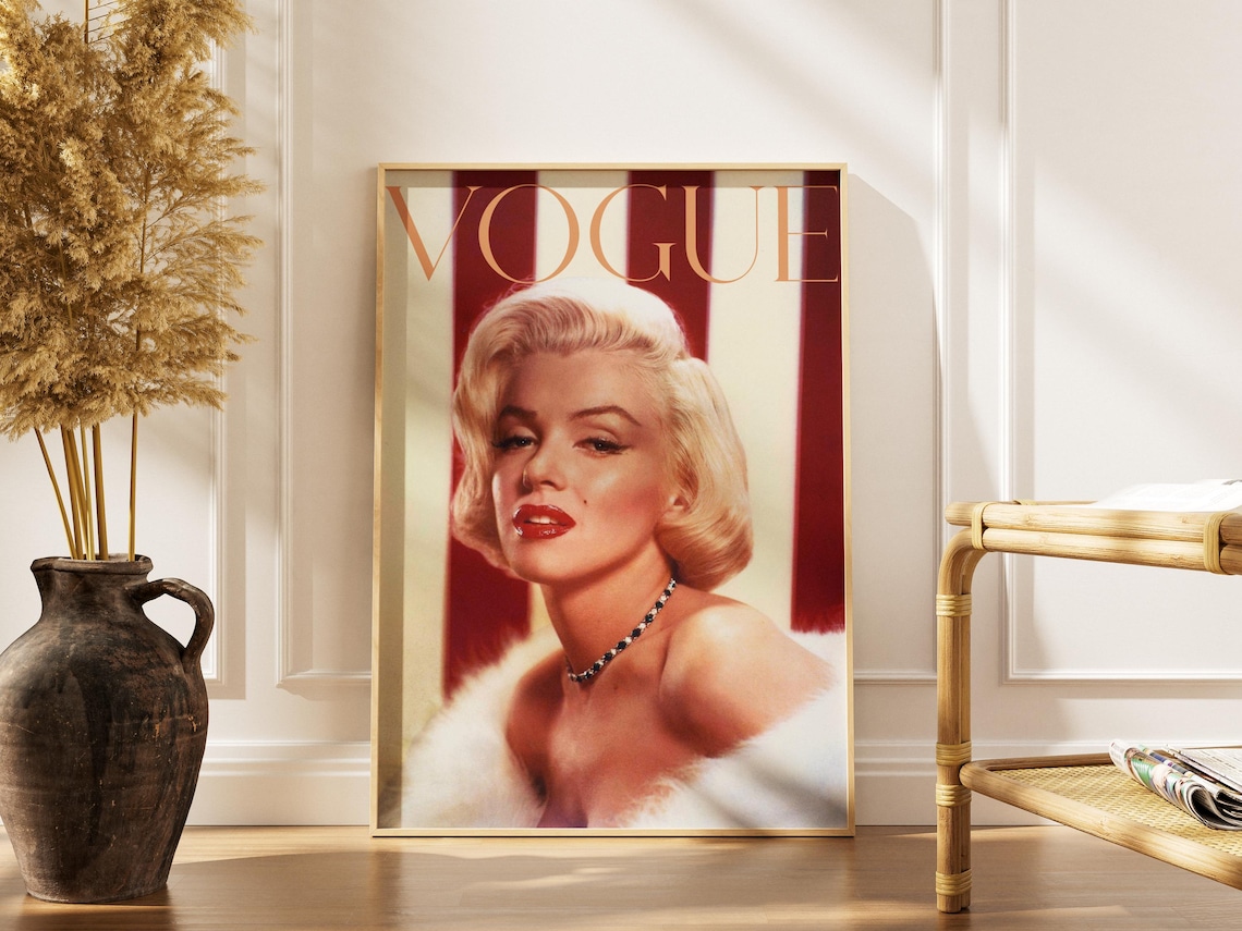 Vintage Marilyn Monroe Poster Vogue Style Wall Art Printable (digital ...