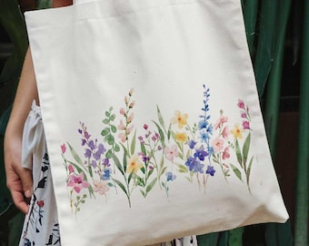 Vintage Wildflowers Tote Bag, Aesthetic Tote Bag, Floral Tote Bag Gift For Mom, Floral Gift For Her, Wildflower Tote Bag, Cute Flowers Tote