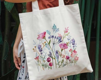 Vintage Wildflowers Tote Bag, Aesthetic Tote Bag, Floral Tote Bag Gift For Mom, Floral Gift For Her, Wildflower Tote Bag, Cute Flowers Tote