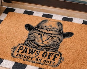 Meowdy Doormat, Funny Door Mat, Cat Doormat, Funny Welcome Mat, Cowboy Kitty Doormat, Closing Gift, Cute Doormat, Housewarming Gift, Doormat
