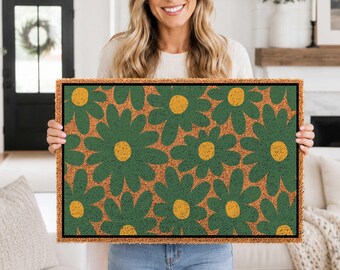 Floral Doormat, Mid Century Modern Style, Stylish Entryway Decor, Floral Design, Home Decor, Housewarming Gift, Front Door Mat, Home Gift