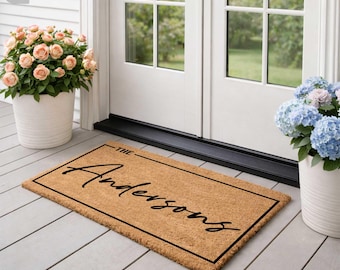 Felpudo personalizado con nombre de familia, felpudo de bienvenida a medida, regalo de inauguración de casa, regalo de boda para parejas, felpudo antideslizante.