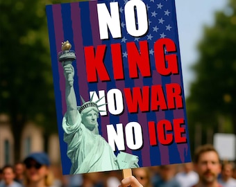 Abolish ICE No One Is Illegal Protest Sign,Resist Fascism Rally Sign, No Kings In America, Anti-Trump Resistance Political Protest Poster