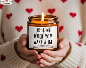Enciéndeme cuando quieras una vela de soja BJ, regalo de cumpleaños para tu novio, regalo de aniversario para tu esposo, vela de San Valentín