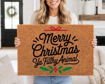 Felpudo de animales sucios, felpudo navideño, felpudo divertido, felpudo de feliz Navidad, felpudo de bienvenida, felpudo para exteriores, decoración navideña, decoración para el hogar.