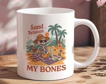 Cute Summerween Mug, Skeleton Float Cup, Halloween in Summer Funny Mug, Spooky Season, Unique Mugs, Summer Mugs, Gift Idea