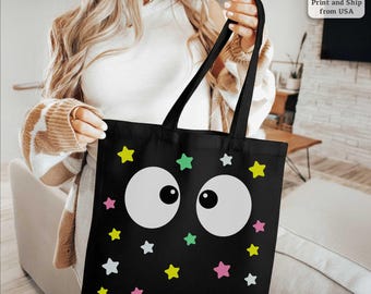 Bolsa de tela Soot Sprite, bolsa de tela kawaii, bolsa de tela de anime, bolsa de tela para amantes de los libros, bolsa de tela para amantes del anime, bolsa de tela para amantes de los libros