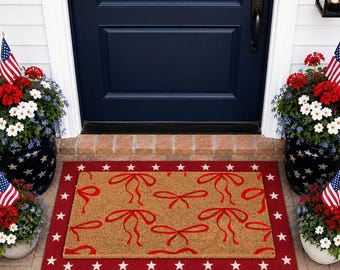 Felpudo con estampado de lazos, Felpudo de lazos, Regalo para ella, Felpudo de bienvenida, Decoración para el porche, Regalo para un nuevo hogar, Decoración para un nuevo hogar, Decoración para el hogar con lazos, Regalo de cumpleaños