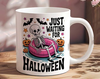 Cute Summerween Mug, Skeleton Float Cup, Halloween in Summer Funny Mug, Spooky Season, Unique Mugs, Summer Mugs, Gift Idea