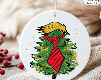Donald Trump Christmas Ornament 2024 – Funny President Gift, Acrylic, 3.5 Inch