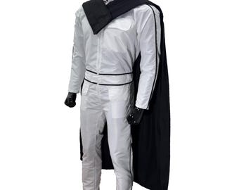 White Mandalorian Flight Suit – Star Wars Cosplay with Black Cape | Din Djarin Style