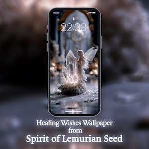 Lemurisk frökristallbakgrund – Andlig telefonbakgrund för iPhone och Android, ljuskoderkonst
