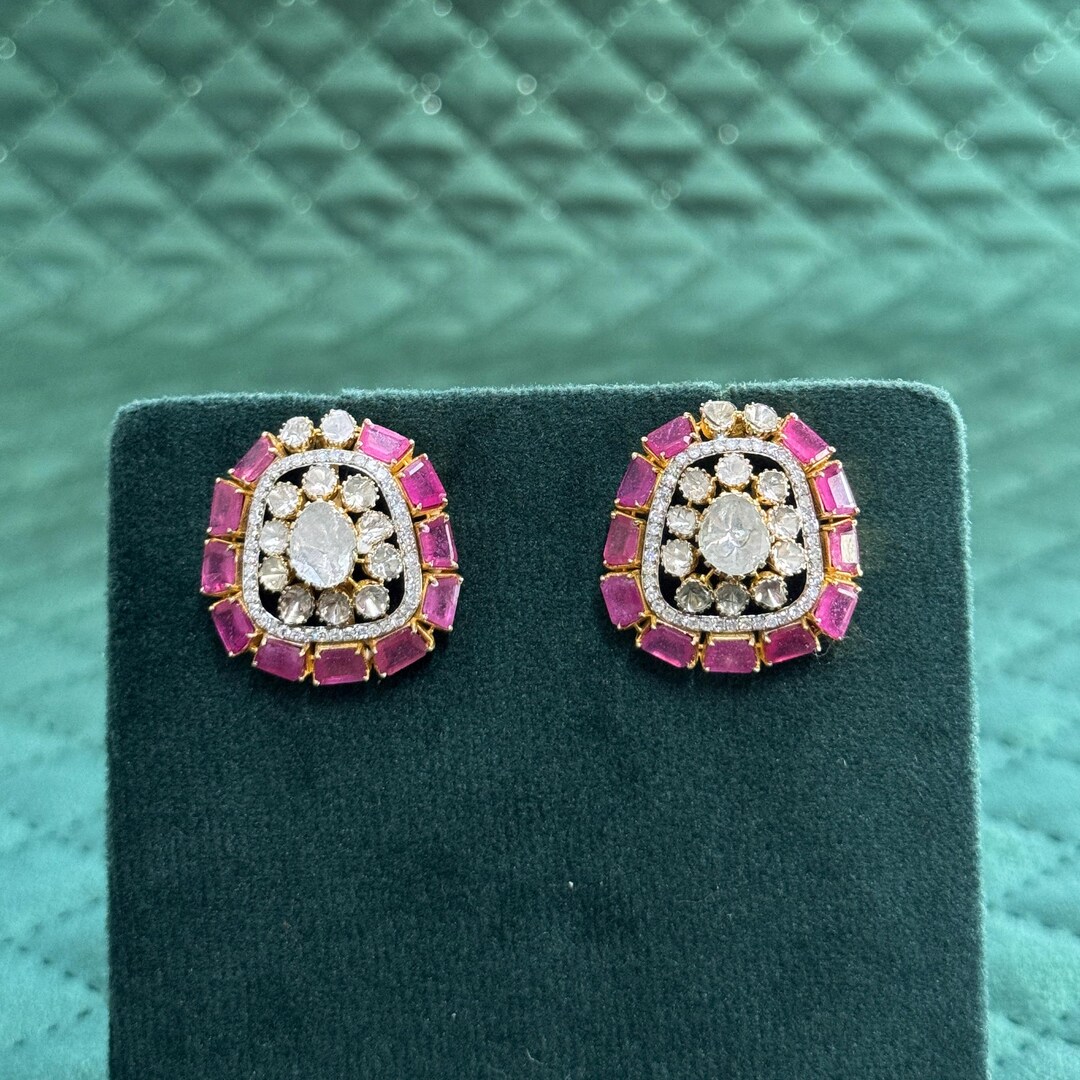 Ruby Rube Tops 9K Gold Handcrafted Ruby and Diamond Tops With Uncut Diamonds - Etsy