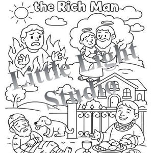 The Lazarus and the Rich Man – Bible Coloring Sheet for Kids | Afterlife Parable | A4 Printable