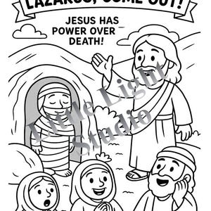 Jesus Raises Lazarus Coloring Page | Bible Miracle Printable for Kids | Sunday School Craft | Digital Download | Watermark-Free