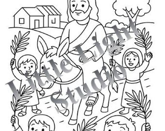 Palm Sunday Coloring Sheet | Jesus Triumphal Entry Bible Story Activity (Digital Download)