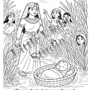 Moses and the Princess – Bible Coloring Sheet for Kids (PDF Download)