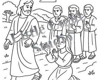 Jesus and the Canaanite Woman Coloring Page (Digital Download)