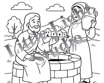 Jesus and the Samaritan Woman Coloring Page: Sunday School Activity (PDF Download