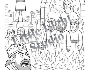 Shadrach, Meshach & Abednego in the Fiery Furnace – Bible Coloring Sheet PDF