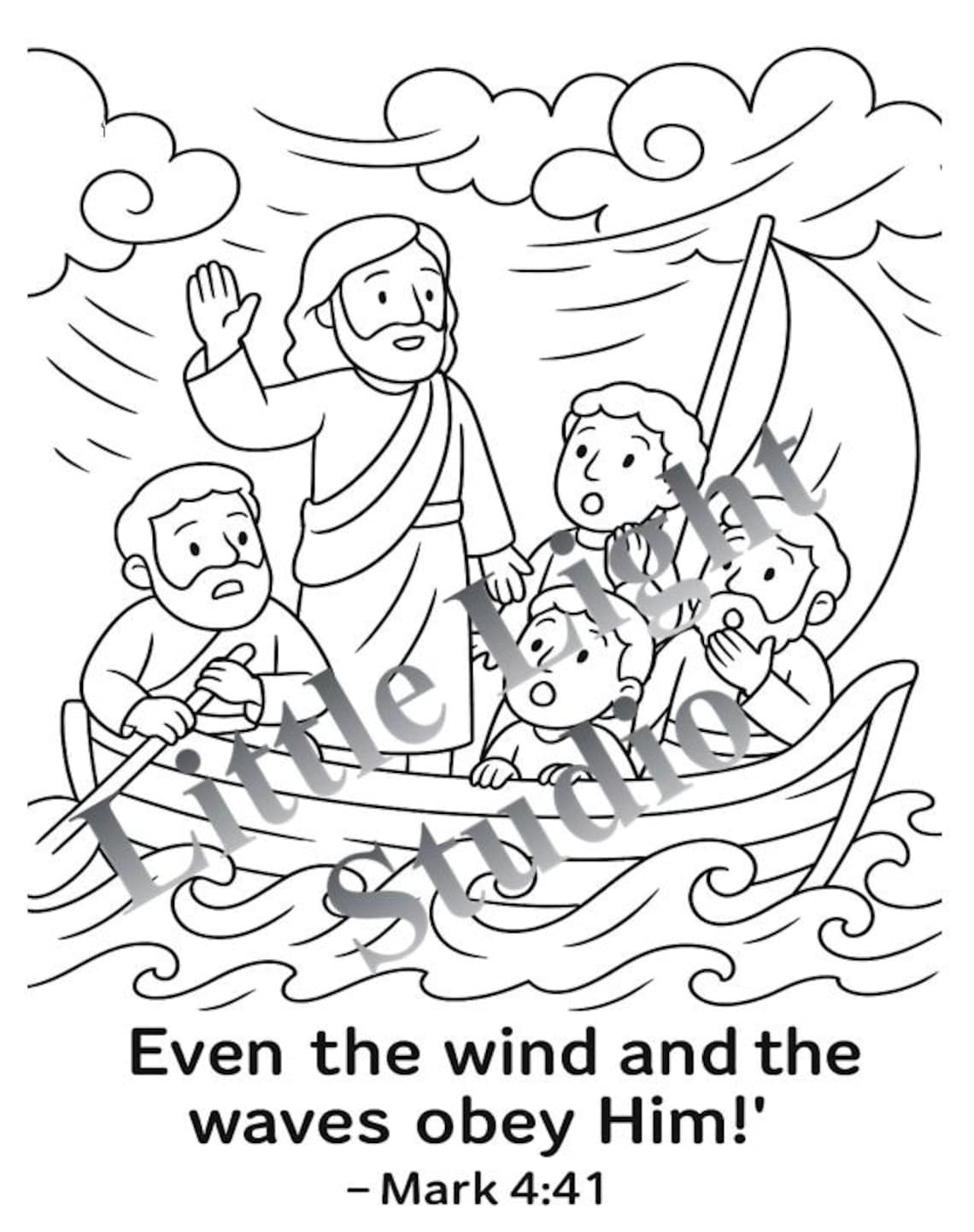 Jesus Calms the Storm Coloring Page: Bible Story Activity (PDF Download ...