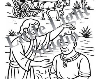 Baptism Coloring Page | Philip and the Eunuch (Digital Download)