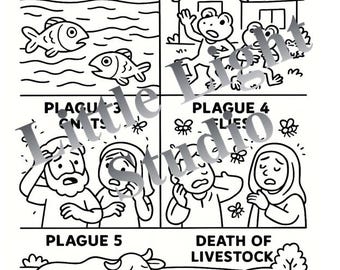 Ten Plagues of Egypt Coloring Sheets – 2-Page PDF Printable for Kids – Bible Story Activity