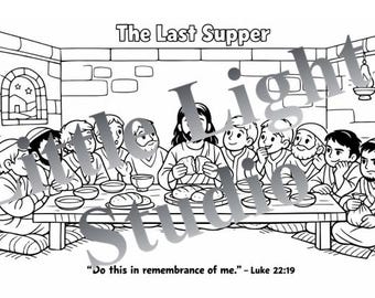 Last Supper Coloring Sheet | Jesus Disciples Bible Story (Digital Download)