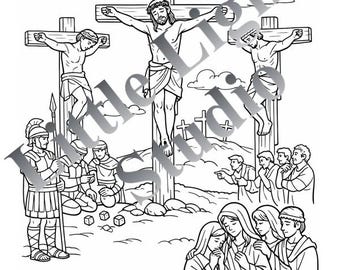 Jesus Crucifixion Coloring Page | Bible Story, Good Friday Lesson (Digital Download)