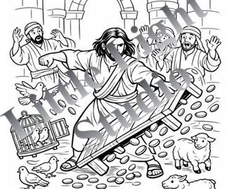 Jesus Cleanses Temple Coloring Sheet | Bible Story Sunday School Printable (PDF Download)