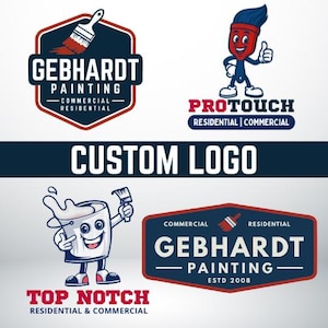 Custom Painter Logo Design | Painting Business Branding | House Painter, Painting Company Logo, Handyman, Residential & Commercial Logos