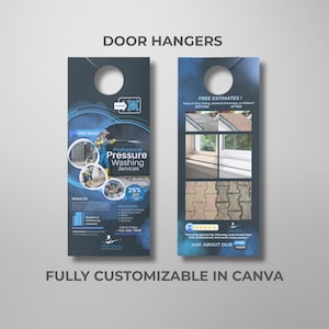 Plantilla de colgador de puerta para lavado a presión / Diseño editable en Canva / Anuncio de servicio de limpieza exterior para imprimir / Descarga instantánea