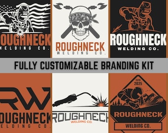 Kit de logotipo de soldadura: Identidad de marca industrial, plantillas de Canva (descarga digital)