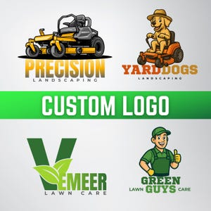 Individuelles Rasenpflege Logo Design | Landschaftsgestaltung Business Branding | Mähservice-Logo | Grüne Outdoor-Business-Maskottchen-Logos
