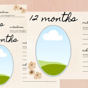 Baby Antik 1-12 Monat druckbare Meilenstein Postkarte