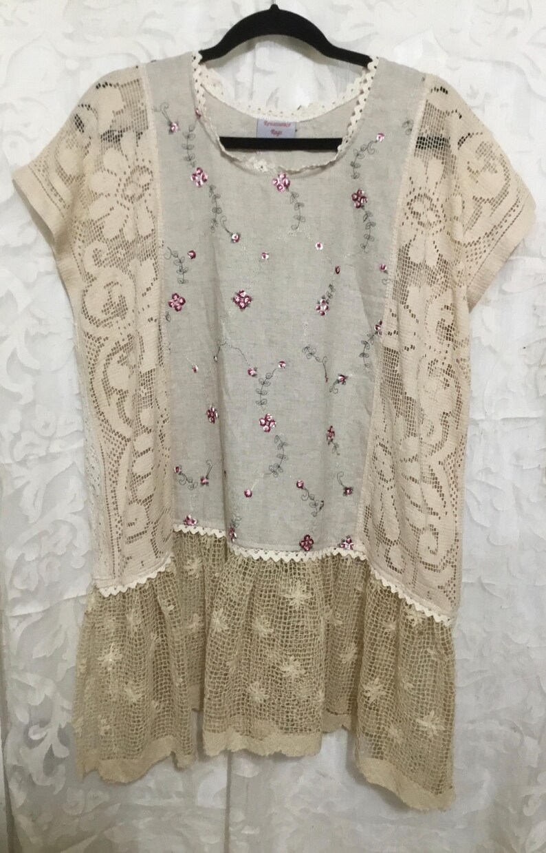 Mustard Vintage Linen Tunic Dress main image 0