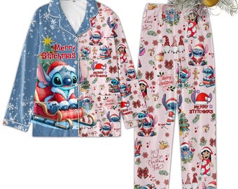 Lilo Stitch Pajamas Christmas, Stitch And Angel Pajamas Set, Disney Matching Pajamas, Stitch Pajamas Family, Birthday Gift For Her Him