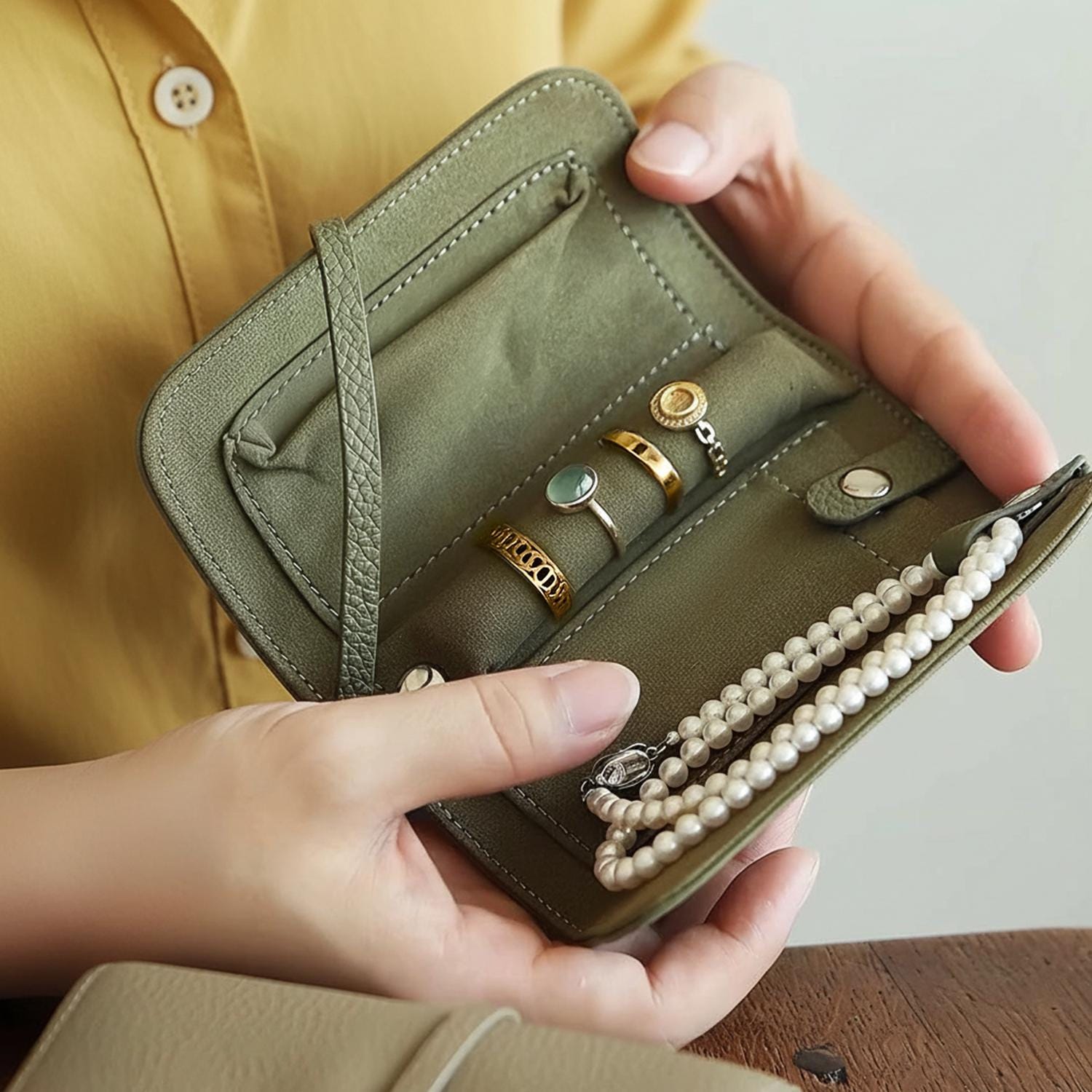 Handmade Genuine Leather Travel Jewelry Roll,beautiful Jewelry