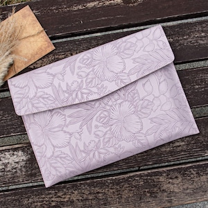 Personalized Leather Laptop Bag, 13" MacBook Case, A4 File Organizer, Custom Laptop Sleeve, Embossed Laptop Cover, Back to School Gift