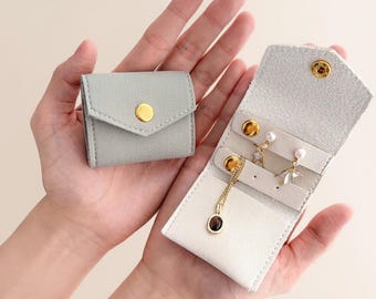 Handmade Mini Jewelry Pouch,Compact Pocket-Sized Travel Jewelry Case,Ring Holder,Necklace Organizer,Valentines gift for her