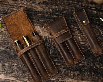 Handmade Leather Fountain Pen Case | 1/2/3 Slot Pen Holder, Leather Pen Pouch, Pencil Case Holder, Pen Sleeve,Pen Holder,Christmas gifts