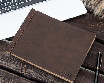 Vintage Leder-Gästebuch, personalisiertes Hochzeitsbuch, Gästebuch für Familientreffen, persönliches Unterzeichnungsbuch, Notizblock für den Urlaub zu Hause