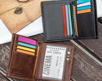 Personalized Leather Wallet, Bifold RFID Purse for Men, Name Engraved Gift, Custom Wallet for Him, Slim ID Card Holder, Gift for him/Father