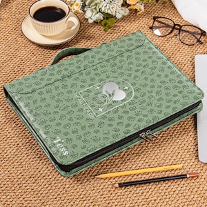 3-Ring Personalized Leather Portfolio, Embossed A4 Notepad Binder, PU Leather Office Bag, Women&#39;s Briefcase, Custom Handbag, Gifts for Her