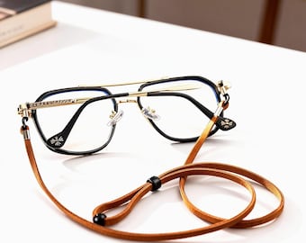 Handmade Leather Eyeglass Chain,Soft Anti-Slip Glasses cord (12 Solid Colors),Minimal style Sunglasses holder,Gift for her/him