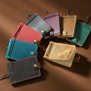 Bärbar fickanteckningsbok i äkta läder | Minianteckningsbok, liten resejournal, personlig minianteckningsbok i läder, anpassade färger