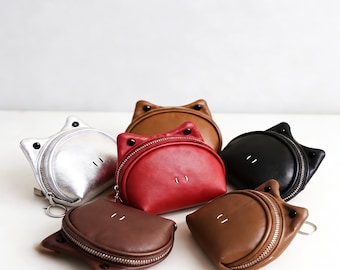 Handmade Genuine Leather Frog Coin Purse - Cute Animal Small Wallet Pouch with Keychain,mini bag,gift for girlfriend